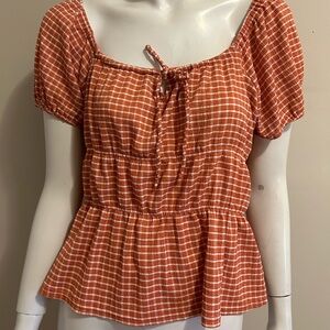NEW WITH TAGS Madewell Omaha Tiered Top Red- orange